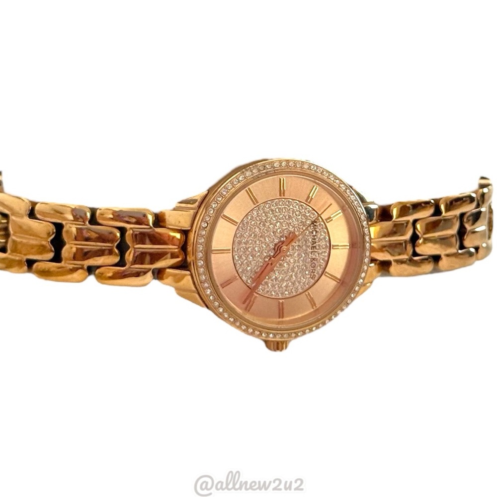 Michael Kors 4413 Mini Allie Rose Gold-Tone Crystal Watch Sized to 6" - Picture 7 of 16